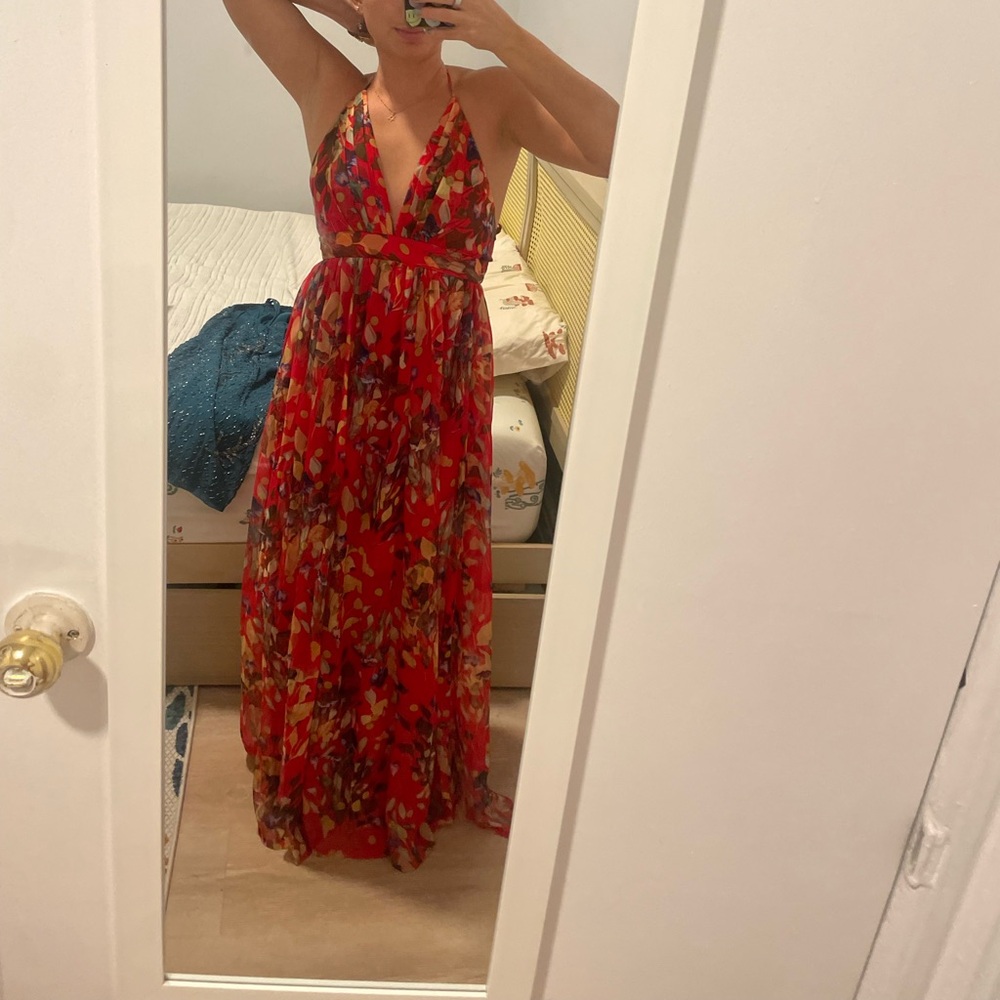 Beautiful red floral maxi dress